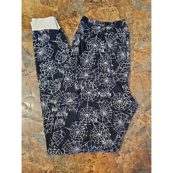 Burt’s Bees Organic Adult Pajama Pants Large Black With Spider Web (A100) - Picture 2 of 8